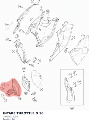 Diagram preview: INTAKE THROTTLE D 16 (79406012050)