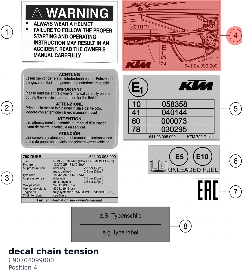 Diagram preview: decal chain tension (C90704099000)
