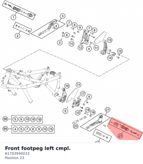 Diagram preview: Front footpeg left cmpl. (61703940033)