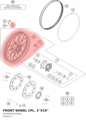 Diagram preview: FRONT WHEEL CPL. 3''X19'' (60409001044KBA)