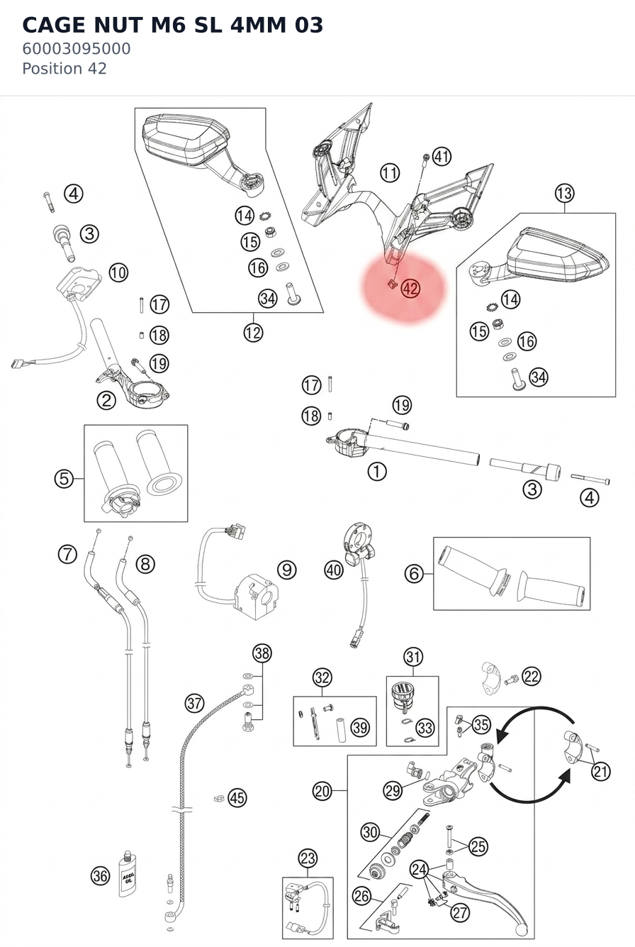 Diagram preview: CAGE NUT M6 SL 4MM          03 (60003095000)