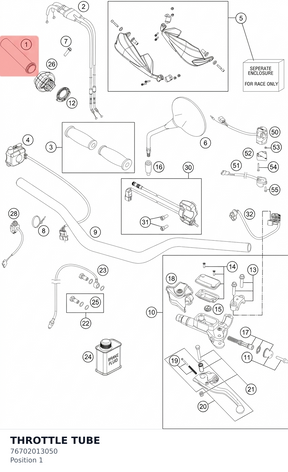 Diagram preview: THROTTLE TUBE (76702013050)