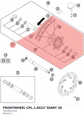 Diagram preview: FRONTWHEEL CPL.1,6X21''GIANT 26 (78109001344)