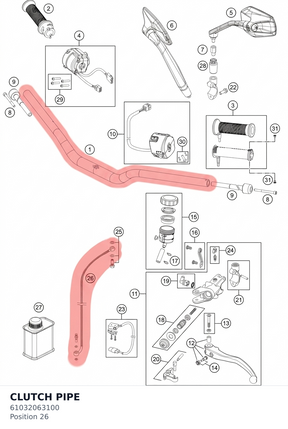 Diagram preview: CLUTCH PIPE (61032063100)