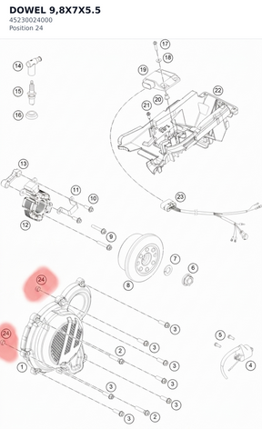Diagram preview: DOWEL 9,8X7X5.5 (45230024000)