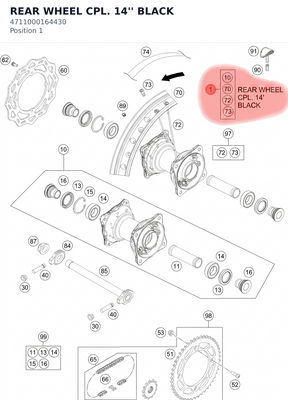 Diagram preview: REAR WHEEL CPL. 14''  BLACK (4711000164430)
