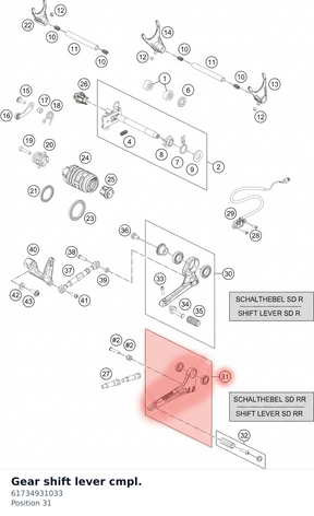 Diagram preview: Gear shift lever cmpl. (61734931033)
