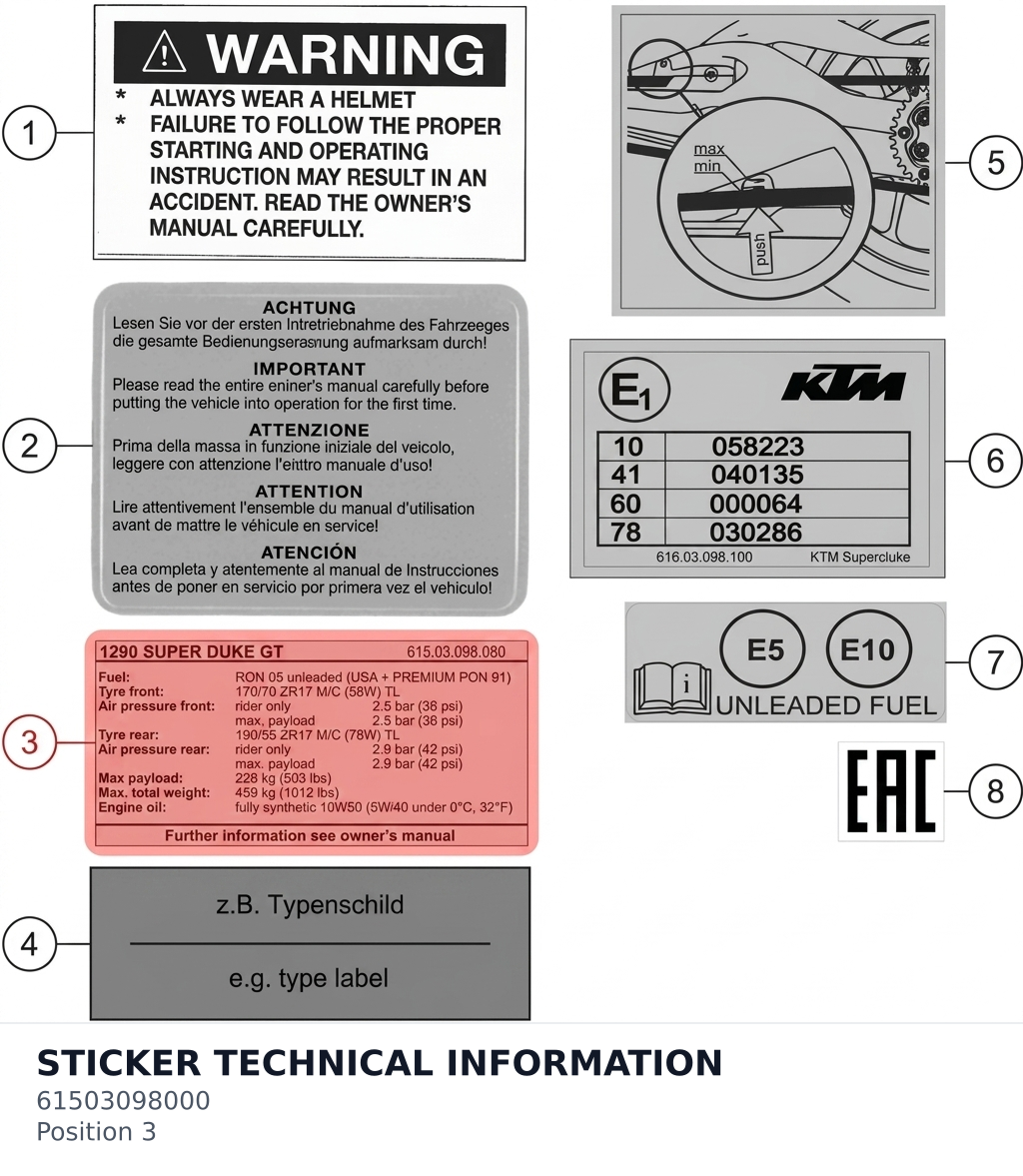 Diagram preview: STICKER TECHNICAL INFORMATION (61503098000)