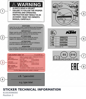 Diagram preview: STICKER TECHNICAL INFORMATION (61503098000)