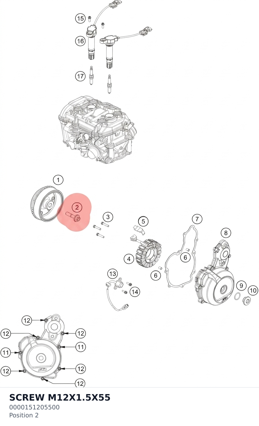 Diagram preview: SCREW M12X1.5X55 (0000151205500)