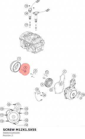 Diagram preview: SCREW M12X1.5X55 (0000151205500)