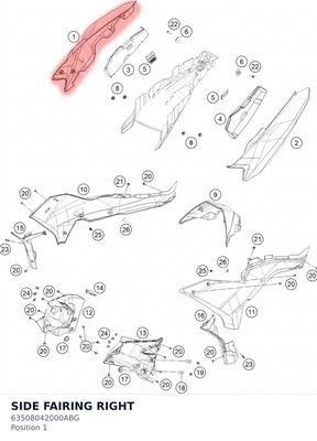 Diagram preview: SIDE FAIRING RIGHT (63508042000ABG)