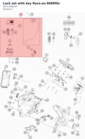 Diagram preview: Lock set with key Race-on 868MHz (60711066144)