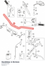 Diagram preview: Handlebar d 28,5mm (61502001000)