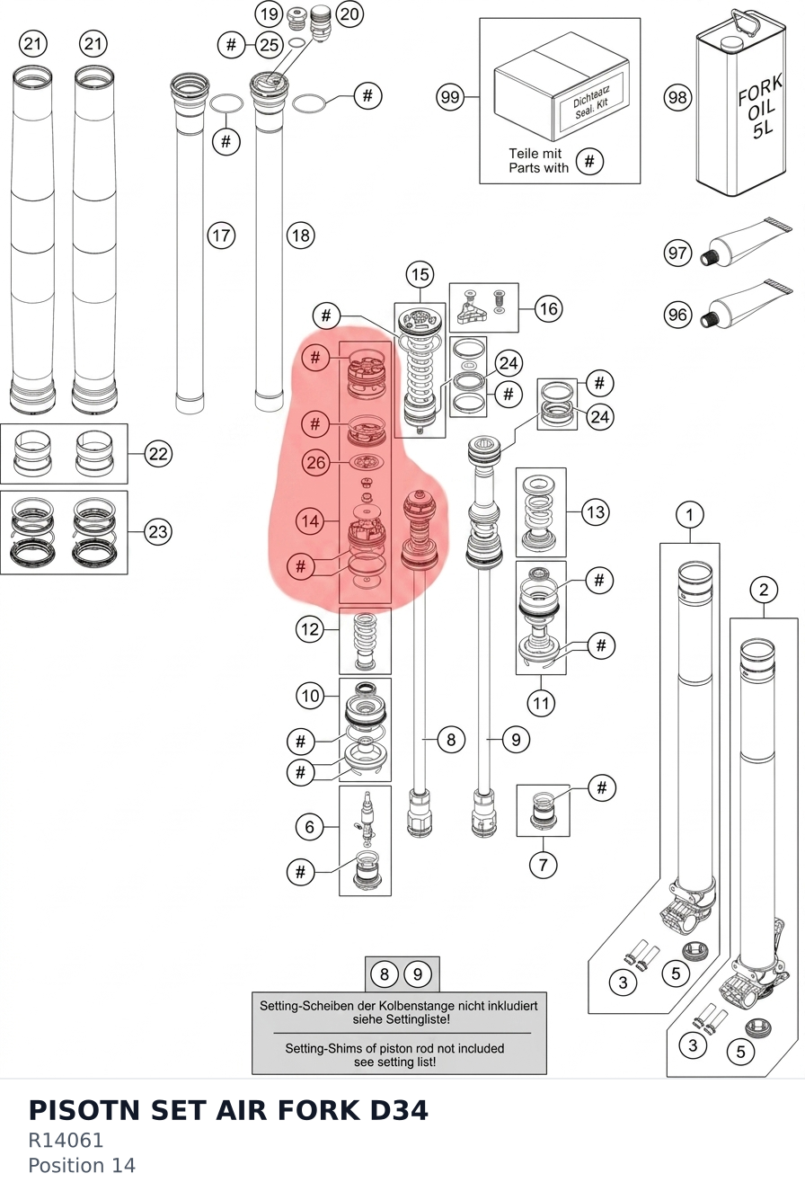 Diagram preview: PISOTN SET AIR FORK D34 (R14061)