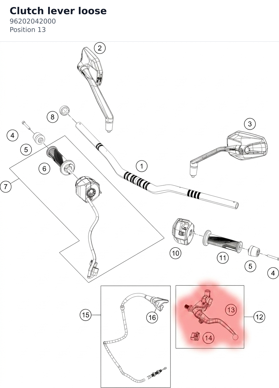 Diagram preview: Clutch lever loose (96202042000)