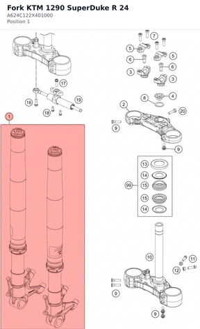 Diagram preview: Fork KTM 1290 SuperDuke R 24 (A624C122X401000)