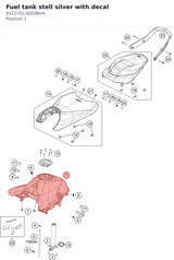 Diagram preview: Fuel tank stell silver with decal (64107013000BHA)