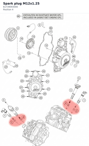 Diagram preview: Spark plug M12x1.25 (61739093000)