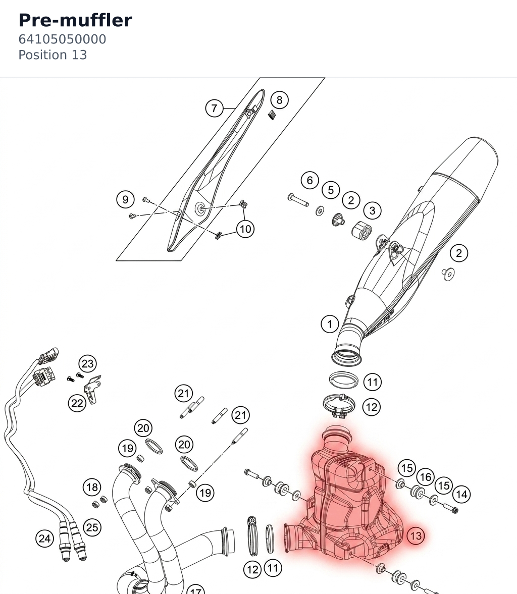 Diagram preview: Pre-muffler (64105050000)