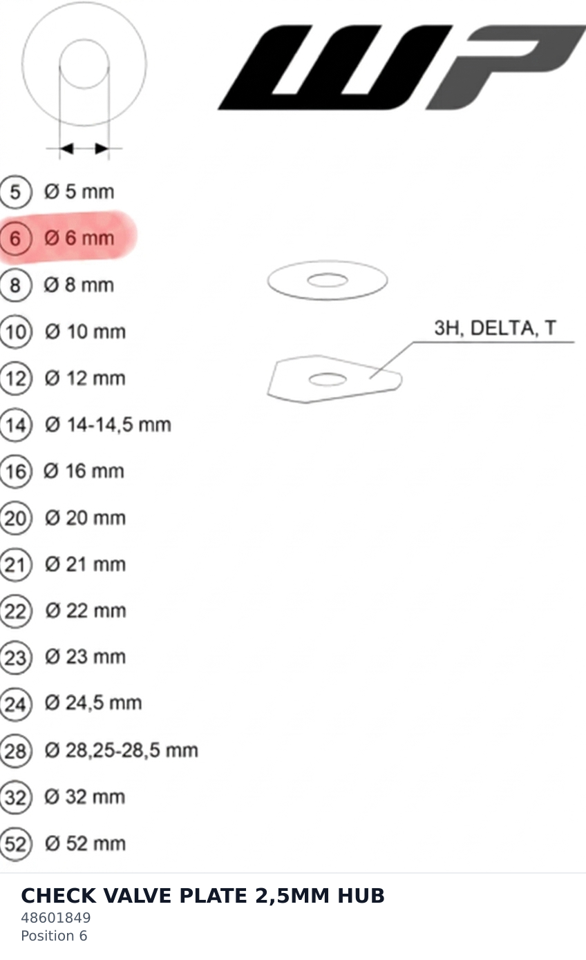Diagram preview: CHECK VALVE PLATE 2,5MM HUB (48601849)
