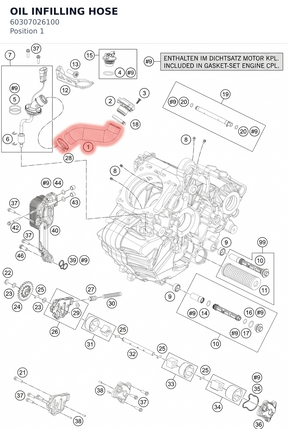 Diagram preview: OIL INFILLING HOSE (60307026100)