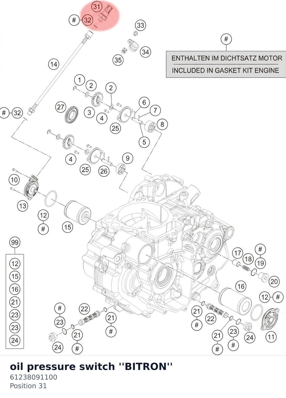 Diagram preview: oil pressure switch ''BITRON'' (61238091100)