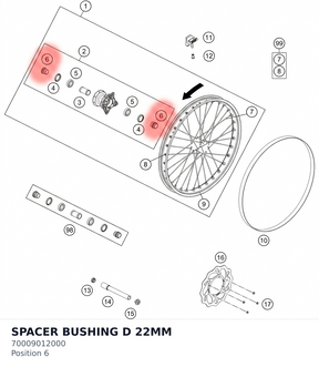 Diagram preview: SPACER BUSHING D 22MM (70009012000)