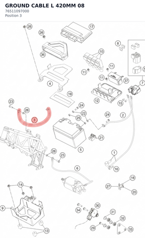 Diagram preview: GROUND CABLE L 420MM 08 (76511097000)