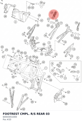 Diagram preview: FOOTREST CMPL. R/S REAR 03 (60003051000)