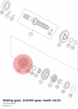 Diagram preview: Sliding gear, 3rd/4th gear, teeth 16/23 (79133103000)