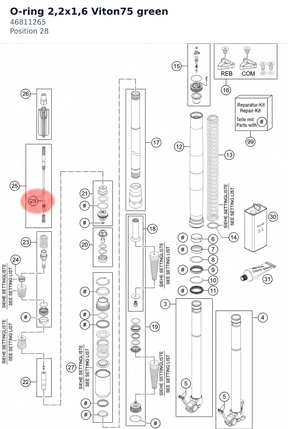 Diagram preview: O-ring 2,2x1,6 Viton75 green (46811265)