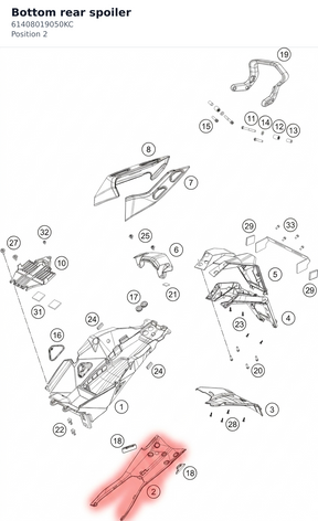 Diagram preview: Bottom rear spoiler (61408019050KC)