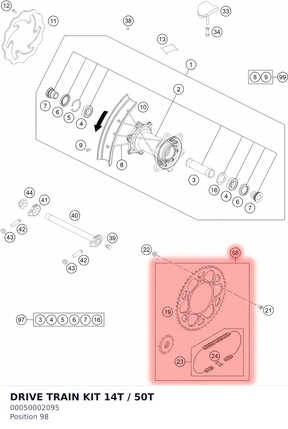 Diagram preview: DRIVE TRAIN KIT 14T / 50T (00050002095)
