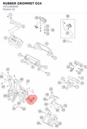 Diagram preview: RUBBER GROMMET D24 (76712069090)