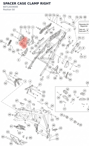 Diagram preview: SPACER CASE CLAMP RIGHT (60712034000)