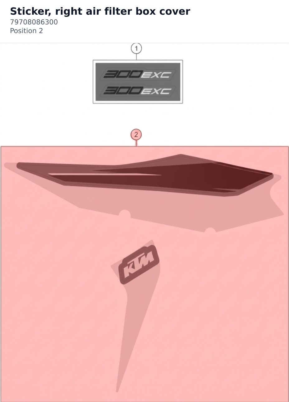 Diagram preview: Sticker, right air filter box cover (79708086300)