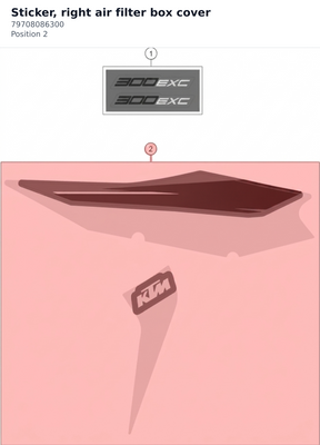 Diagram preview: Sticker, right air filter box cover (79708086300)
