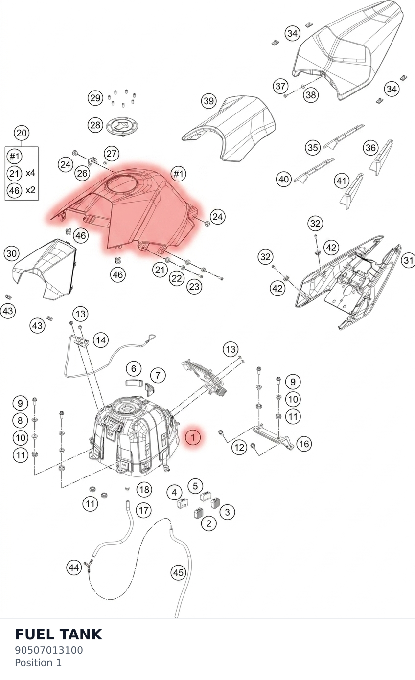 Diagram preview: FUEL TANK (90507013100)