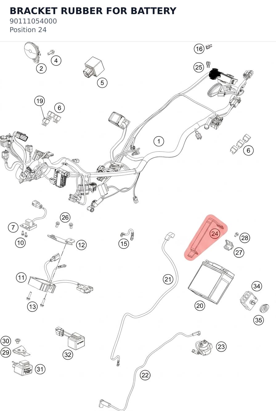Diagram preview: BRACKET RUBBER FOR BATTERY (90111054000)