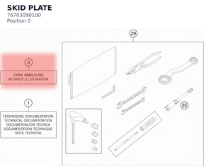 Diagram preview: SKID PLATE (76703090100)