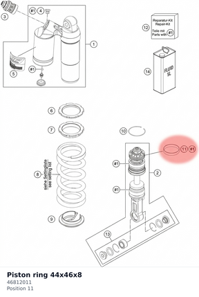 Diagram preview: Piston ring 44x46x8 (46812011)