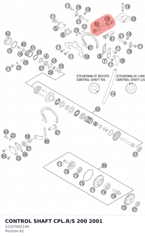 Diagram preview: CONTROL SHAFT CPL.R/S 200 2001 (52337062144)