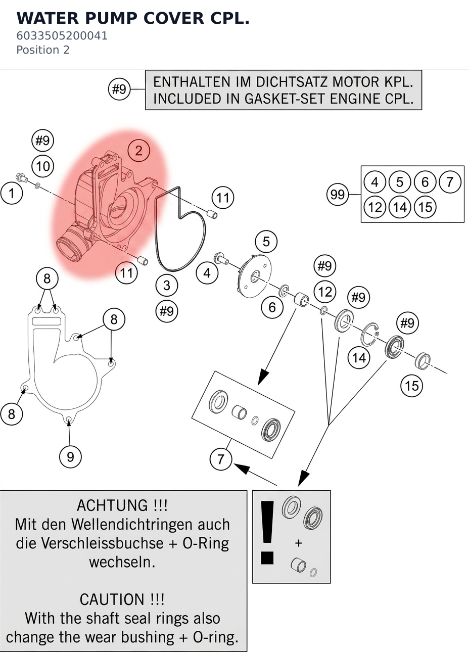 Diagram preview: WATER PUMP COVER CPL. (6033505200041)
