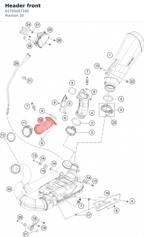 Diagram preview: Header front (61705007100)