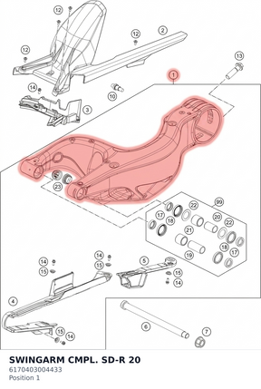 Diagram preview: SWINGARM CMPL. SD-R 20 (6170403004433)