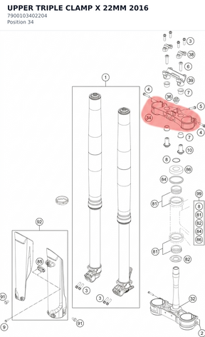 Diagram preview: UPPER TRIPLE CLAMP X 22MM 2016 (7900103402204)