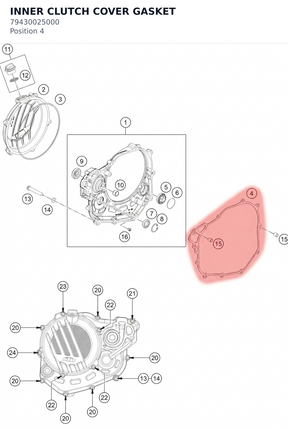 Diagram preview: INNER CLUTCH COVER GASKET (79430025000)