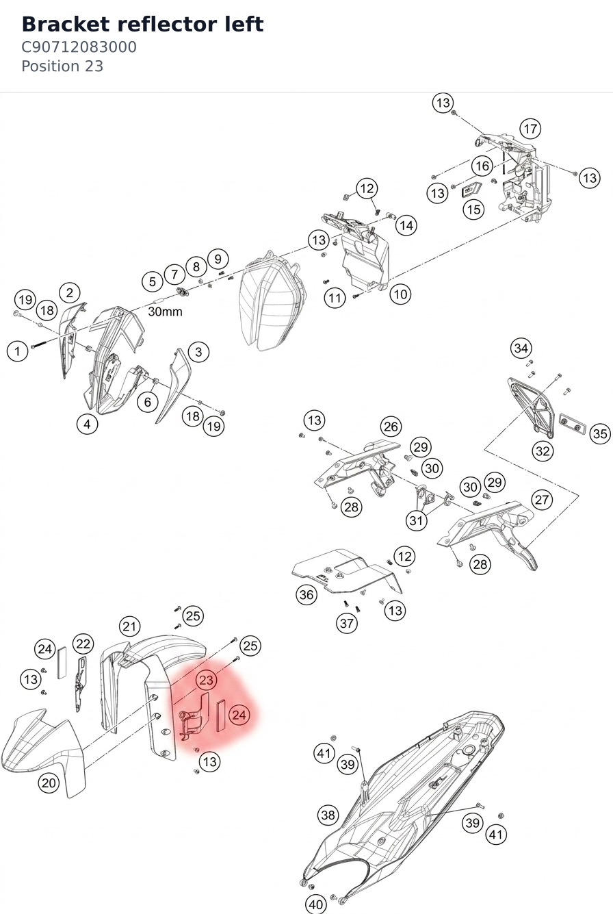 Diagram preview: Bracket reflector left (C90712083000)