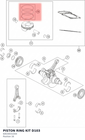 Diagram preview: PISTON RING KIT D103 (60630031044)